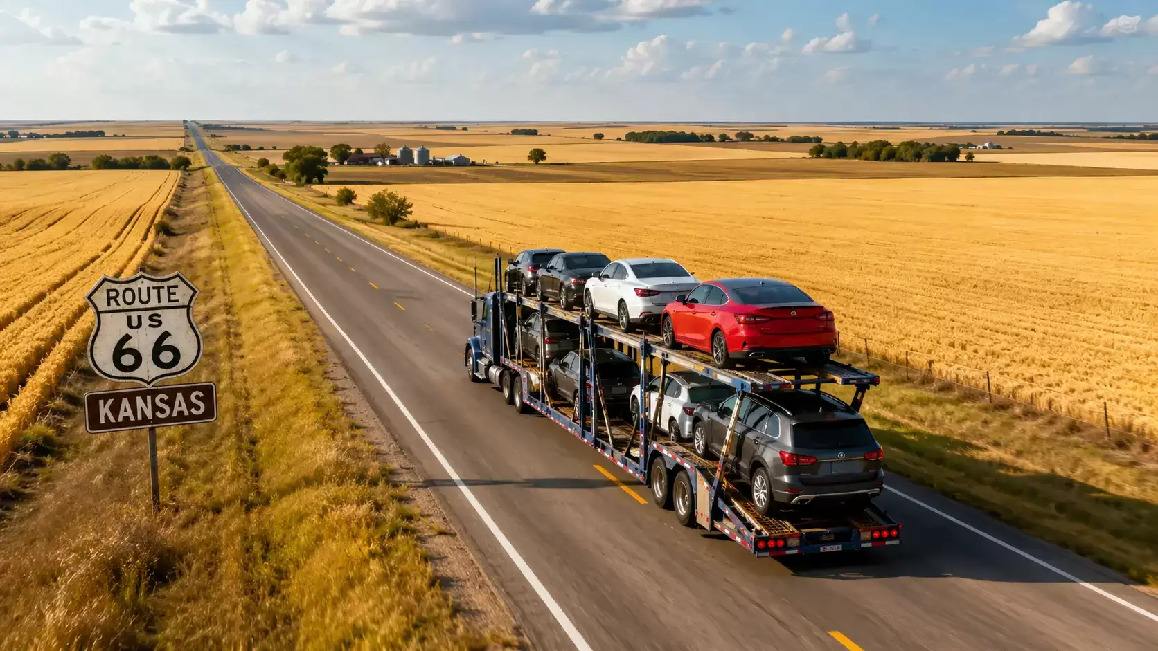 Cross-Country Car Shipping On Route 66 Open Carrier