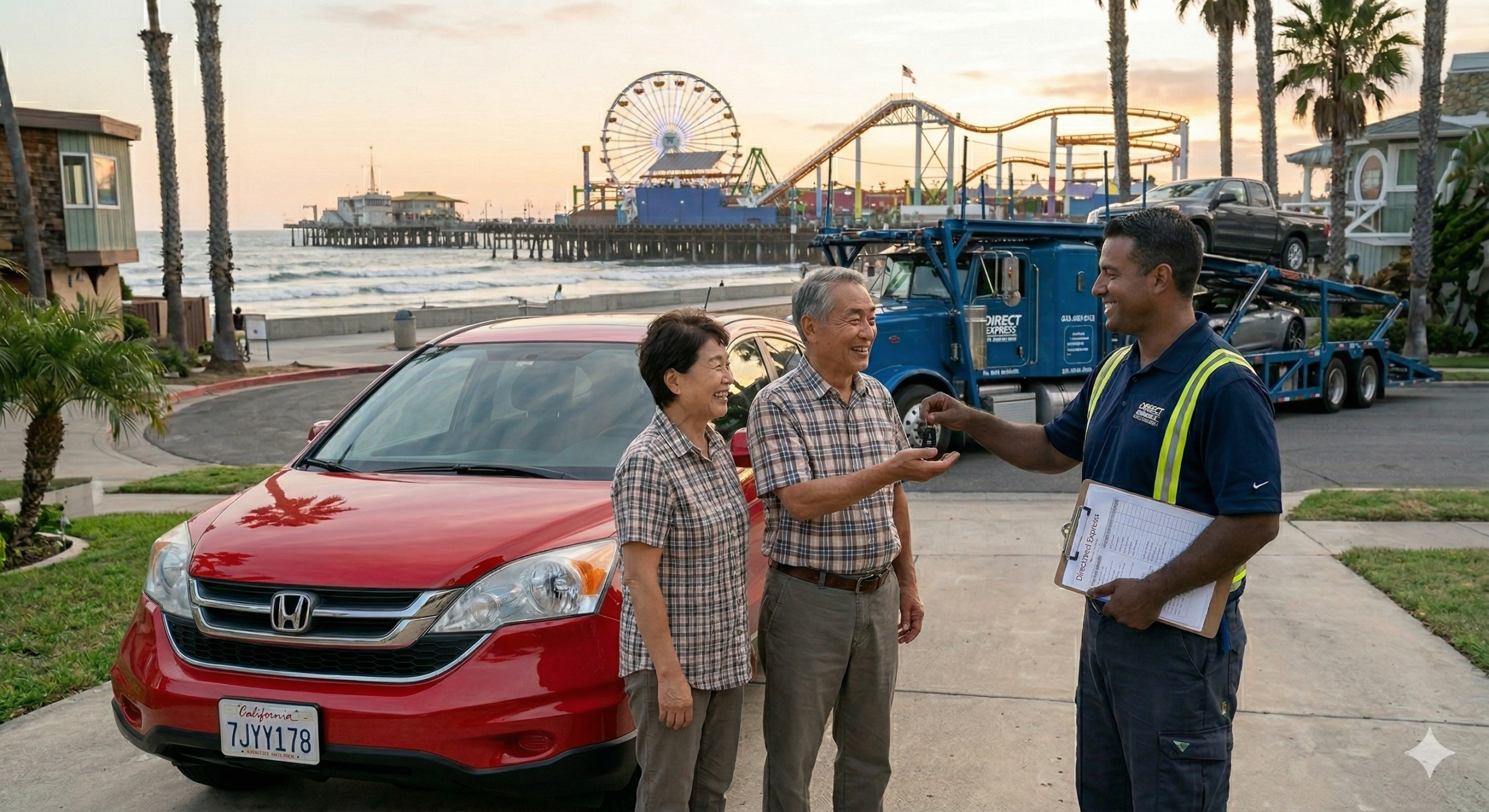 photo of California snowbirds receiving their vehicle