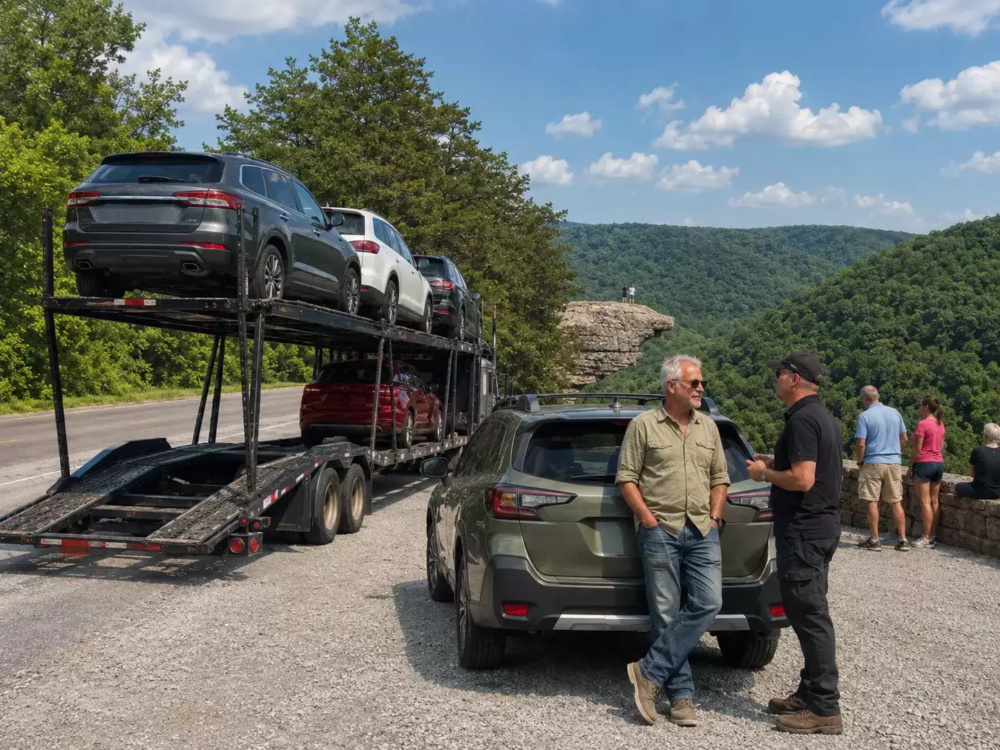 Arkansas vehicle transport truck meeting 60 something customer