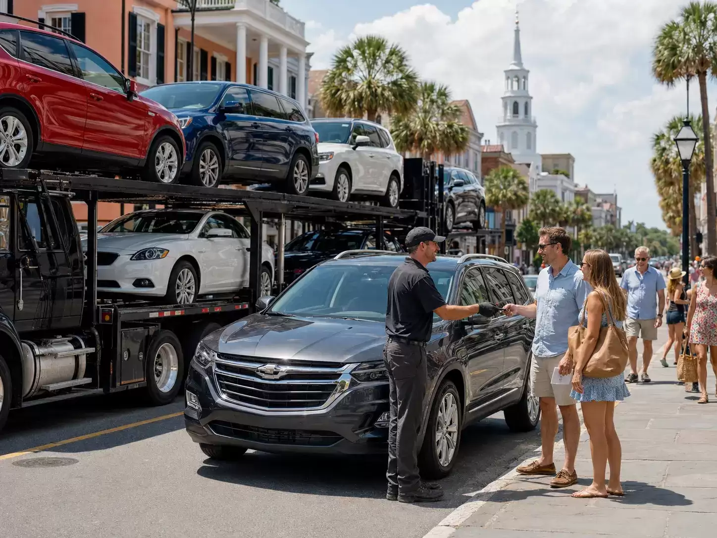 South Carolina Automobile Transporter delivering to 30 something couple