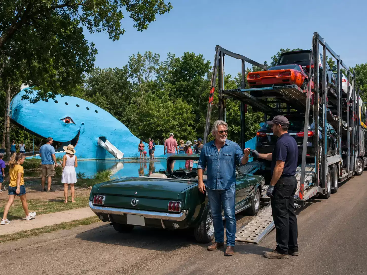 Oklahoma vehicle transport truck meeting 60 something customer