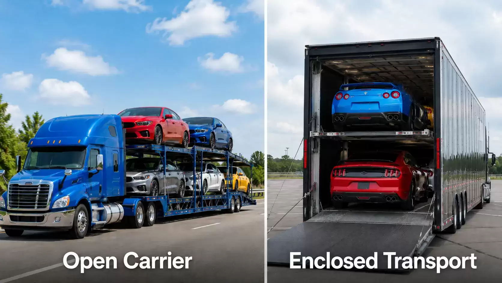 Types of transport - open carrier and enclosed transport trucks