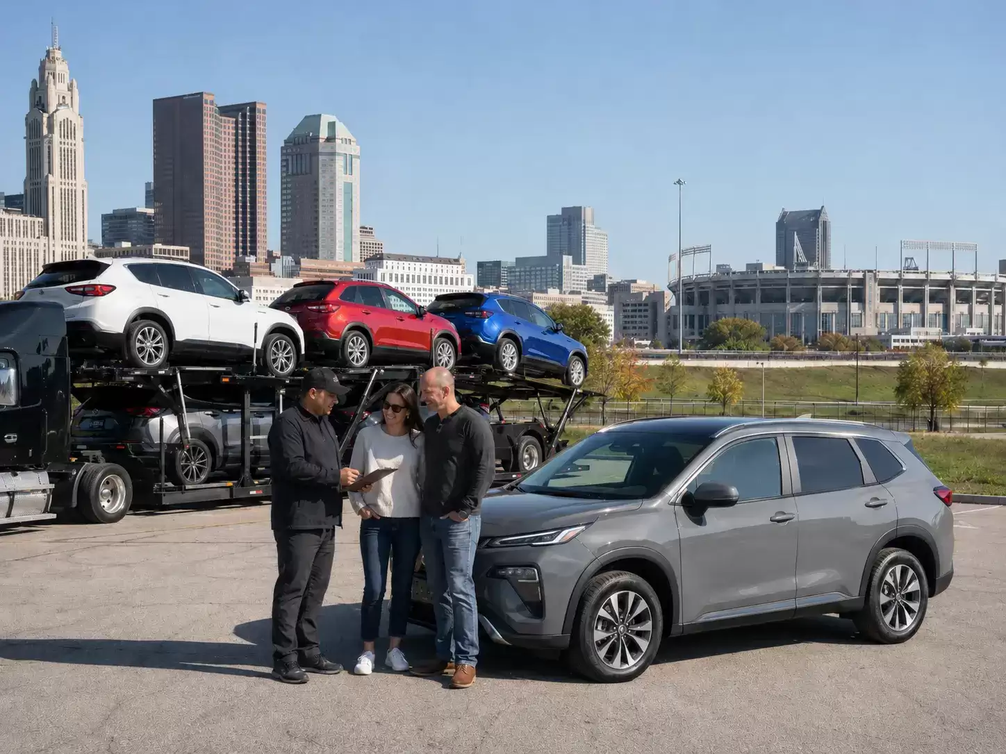 Columbus Ohio Vehicle Transporter delivering to 40 something couple
