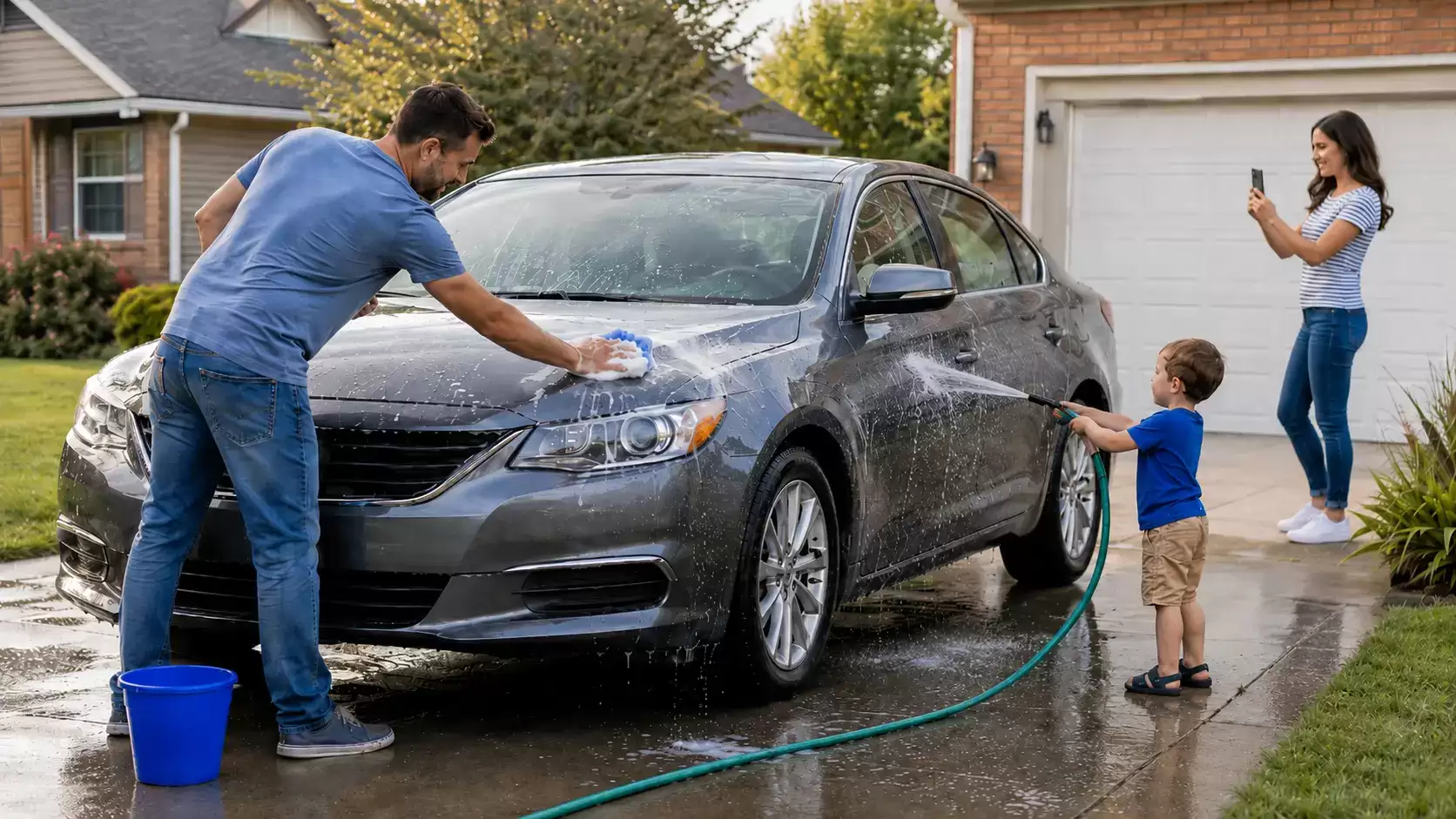 How to Ship a Car, Step by Step, young family washing car first