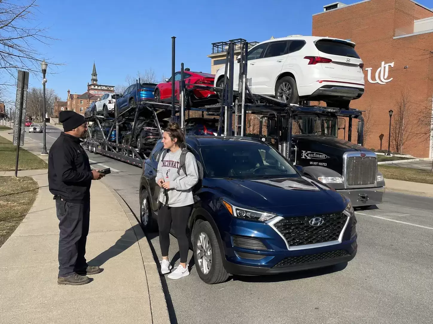 Ohio Car Transporter delivering to college coed