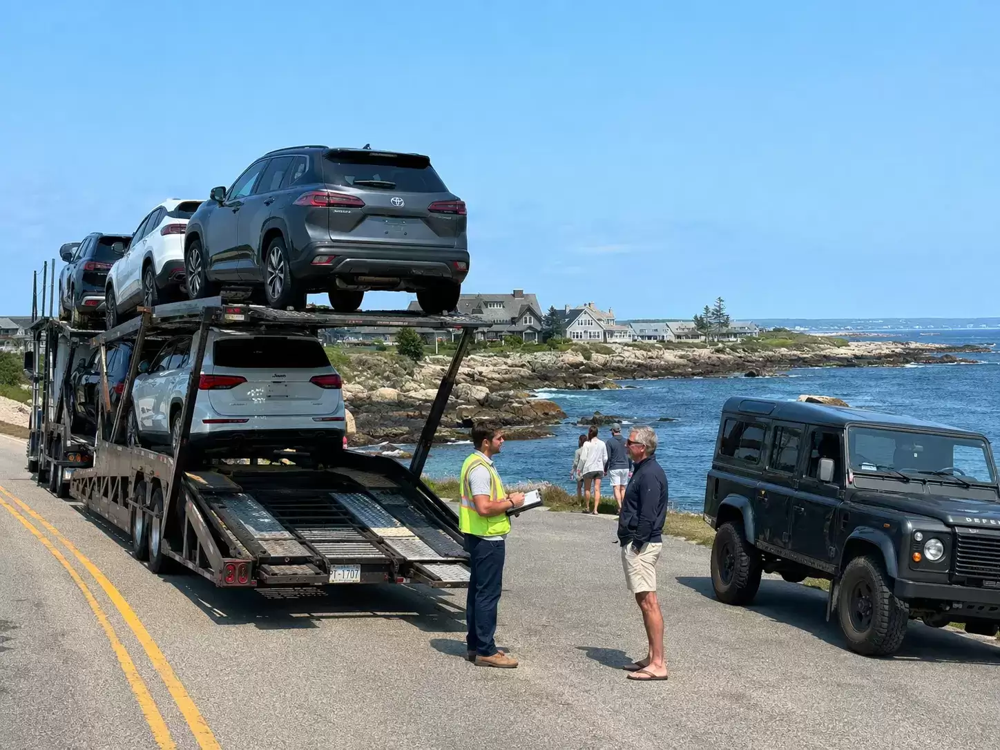 Maine vehicle transport truck meeting 60 something customer