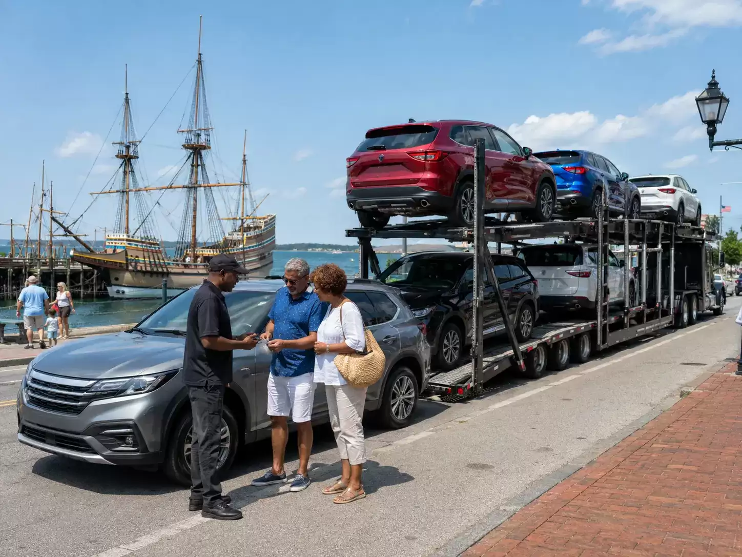 Massachusetts Car Transporter delivering to 50 something couple