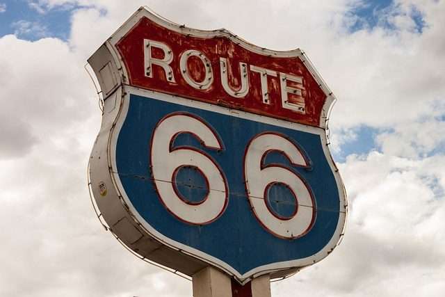 photo of sign route-66-car shipping across country