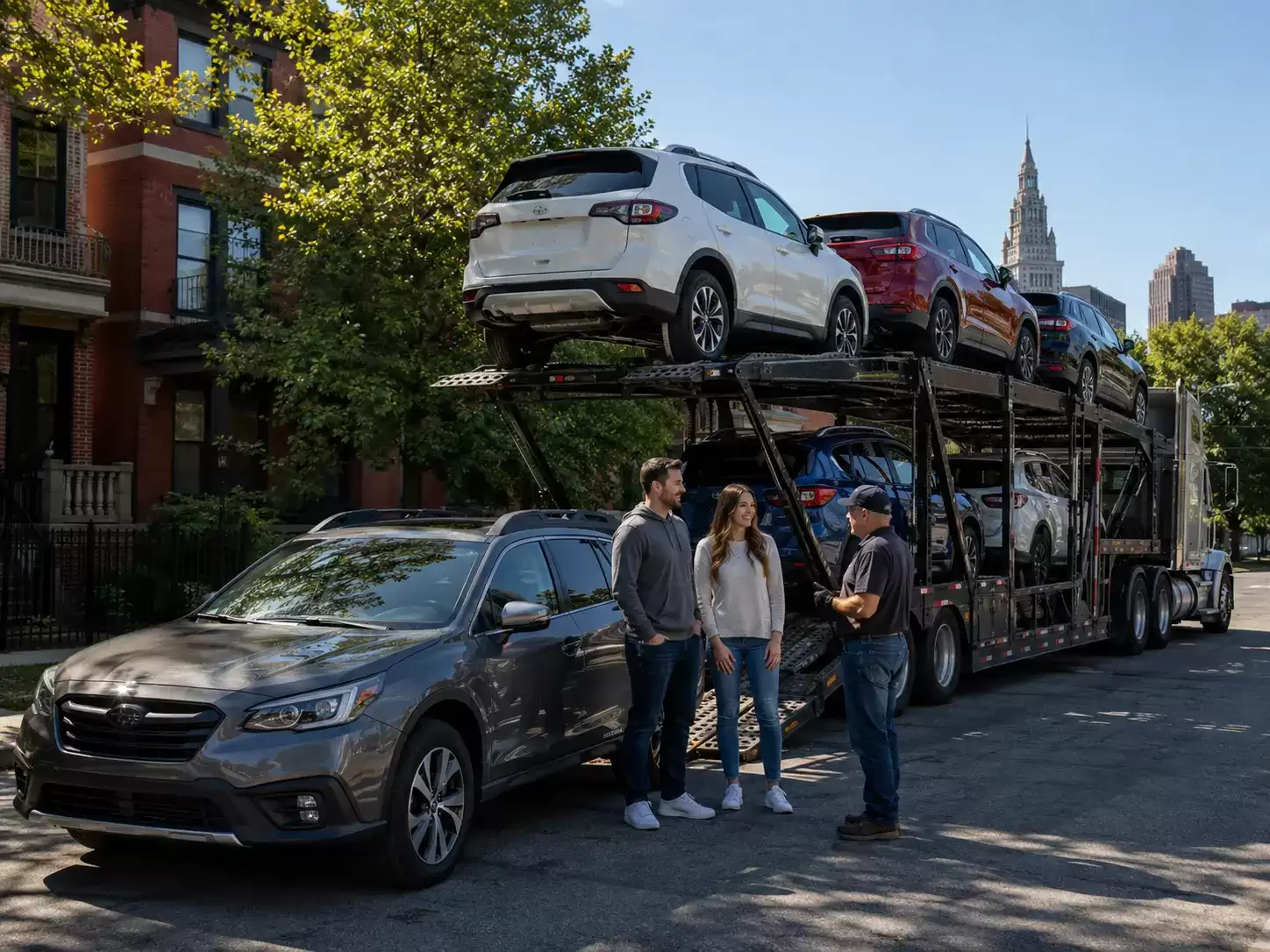 Ohio Automobile Transporter delivering to 30 something couple